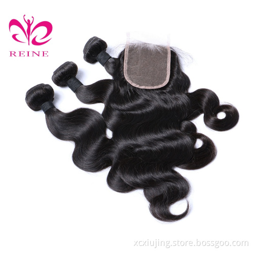 Wholesale Vendors for Raw Virgin Hair Brazilian Body Wave Bundles with Closure 3 Bundles with Closure Unprocessed Human Hair